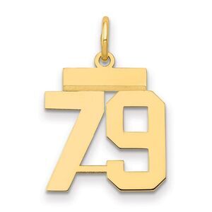 14k Yellow Gold, Athletic Collection, Small Polished Number 79 Pendant
